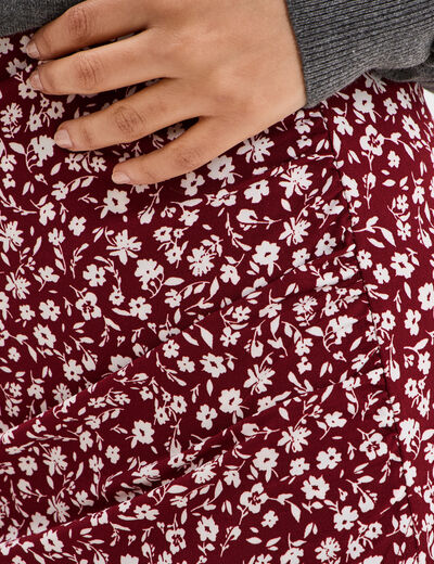 Jupe midi portefeuille bordeaux femme