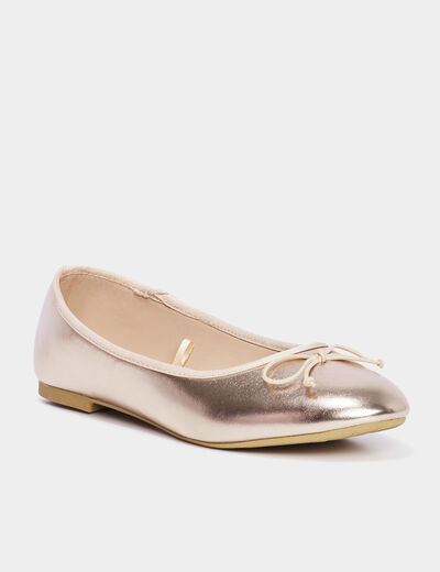 Ballerines plates métallisées jaune or femme
