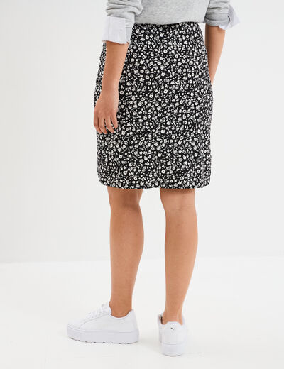 Jupe tulipe courte taille élastiquée noir femme