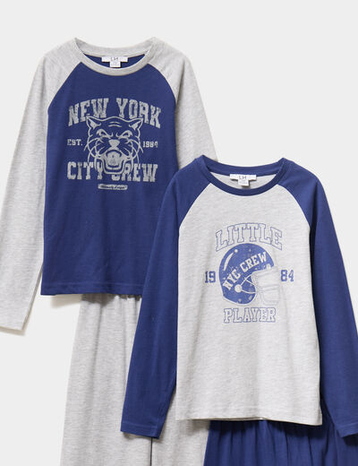Lot 2 ensembles pyjamas 2 pièces coton bleu marine garçon
