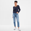 T-shirt détails dentelle Creeks bleu marine femme