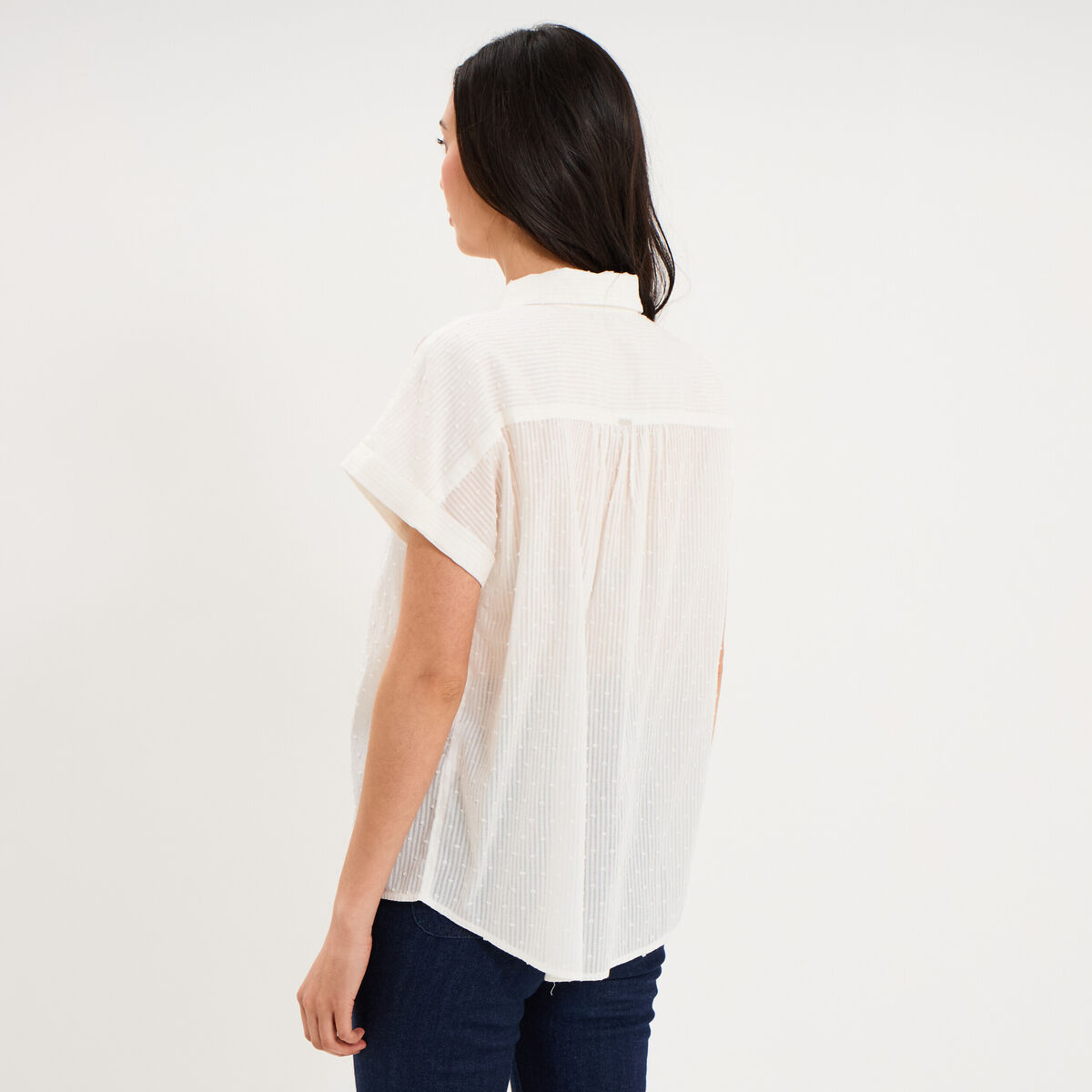 Chemise manches courtes coton blanc femme