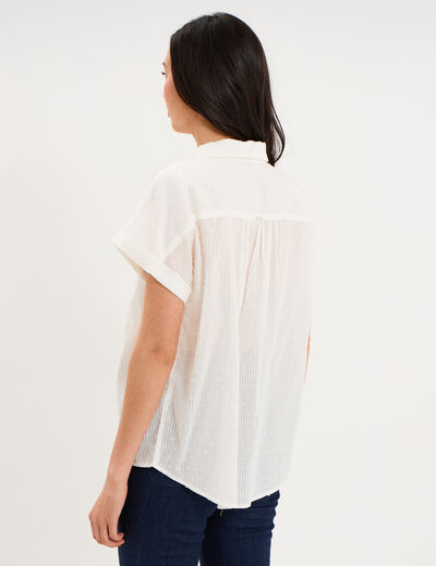 Chemise manches courtes coton blanc femme