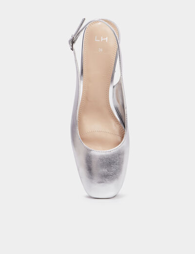 Escarpins slingback métallisés gris argent femme