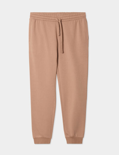 Pantalon jogging droit molleton taupe homme