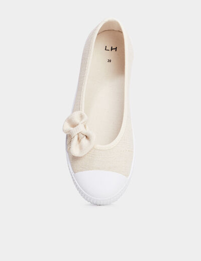 Ballerines en toile avec noeuds sable femme