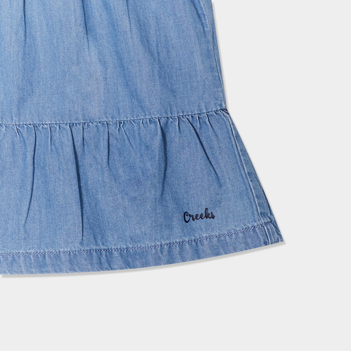 Robe aspect jean à volants coton denim bleach bébé fille