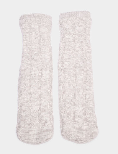 Chaussettes d'intérieur à torsades gris homme