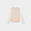 Gilet effet 2 en 1 manches brod&eacute;es beige femme