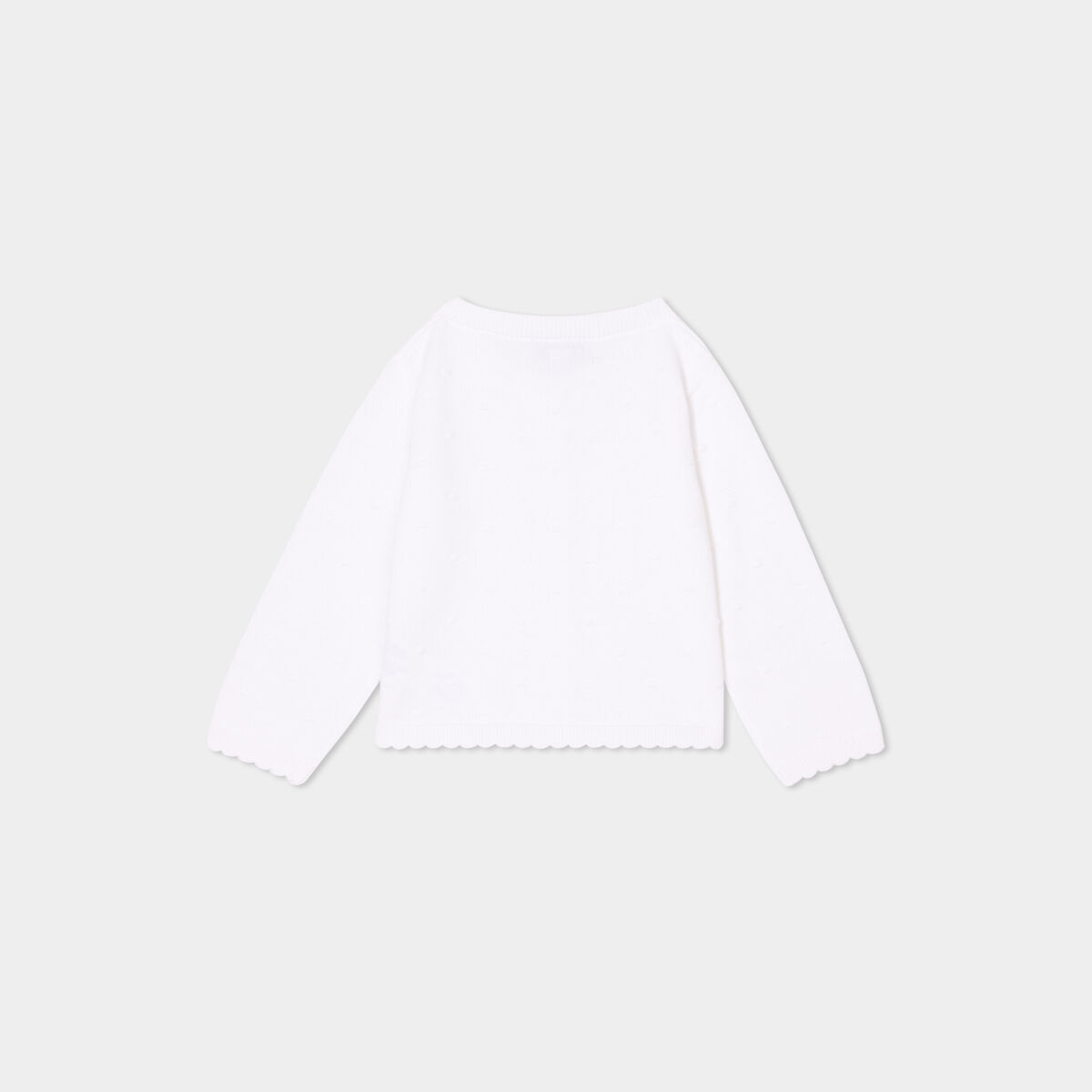 Gilet boutonn&eacute; bord festonn&eacute; coton blanc b&eacute;b&eacute; fille