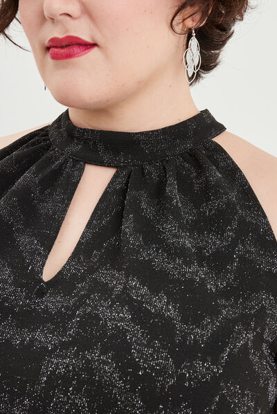 Débardeur encolure américaine cintré noir femme grande taille