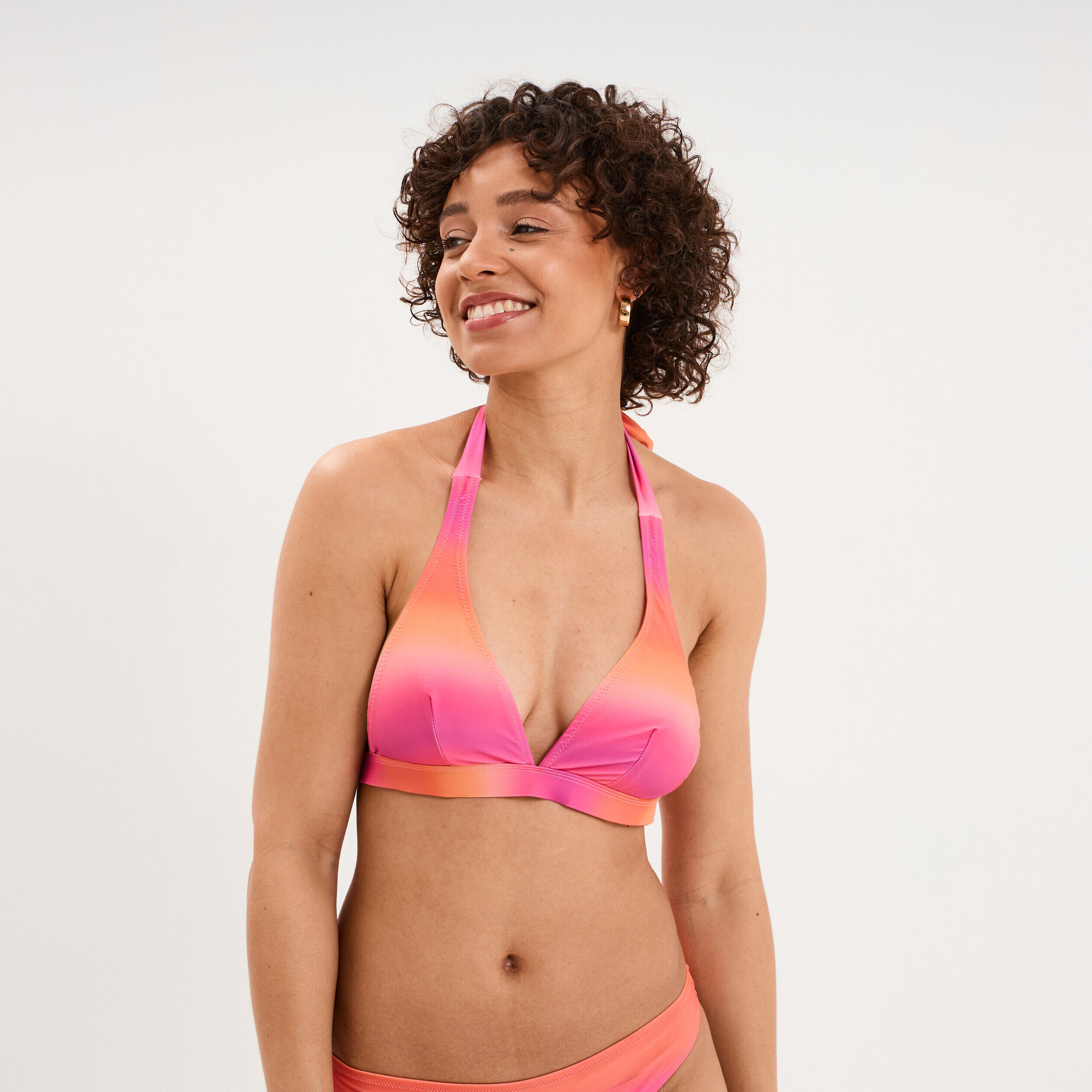 Haut de maillot de bain paddé orange femme WAMEA BEACH
