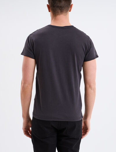T-shirt manches courtes coton d&eacute;lav&eacute; gris fonc&eacute; homme