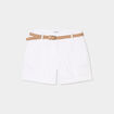 Short chino ceinture tressée blanc femme