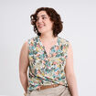 Blouse ajustée col tunisien blanc femme grande taille