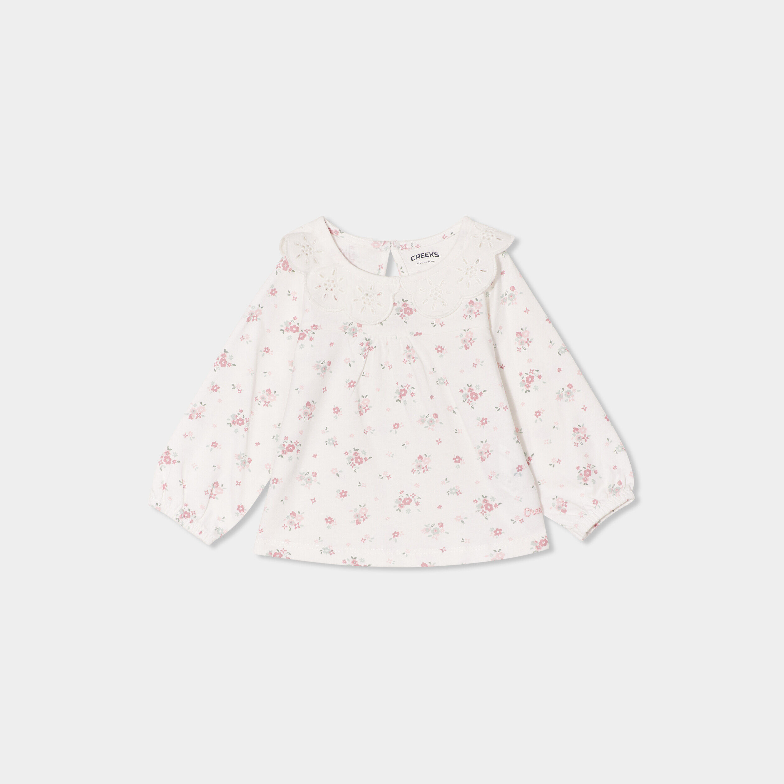 T-shirt col claudine broderie anglaise ecru bébé fille CREEKS