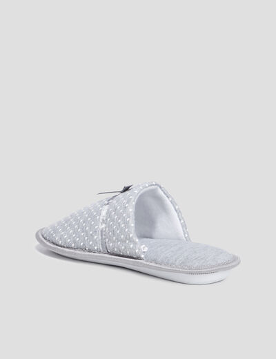 Chaussons mules petits coeurs gris femme