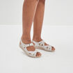 Sandales compensées pied large en cuir sable femme