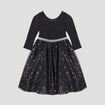 Robe de soirée évasée à fils métallisés noir fille