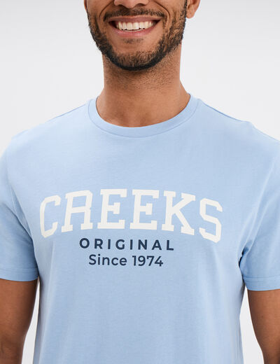 T-shirt manches courtes coton Creeks bleu ciel homme