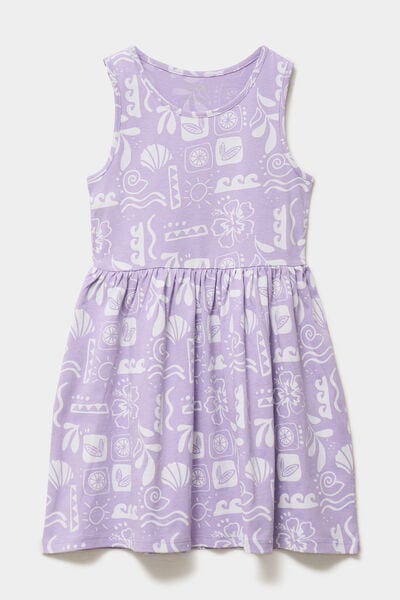 Robe patineuse sans manches coton parme fille