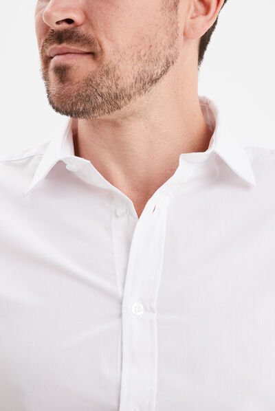 Chemise coupe ajustée manches longues blanc homme