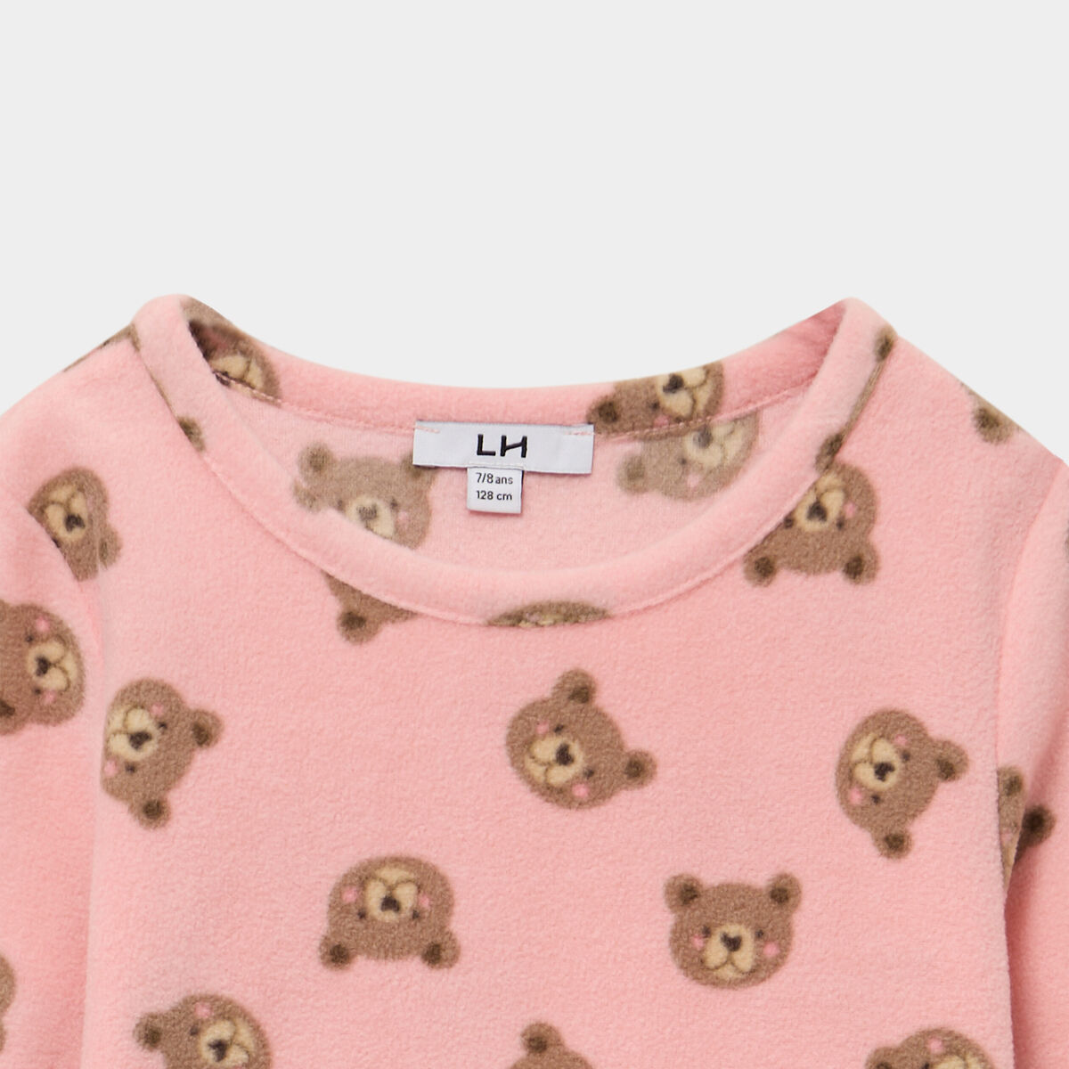 Ensemble pyjama 2 pi&egrave;ces micro polaire vieux rose fille