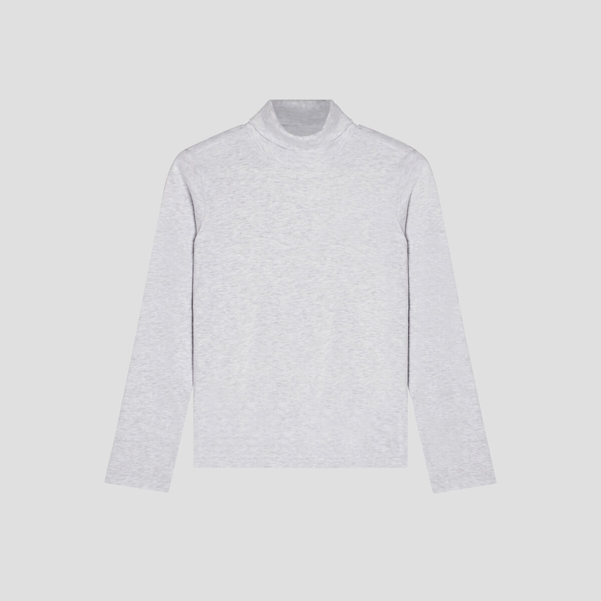 T-shirt coton col roul&eacute; manches longues ecru gar&ccedil;on