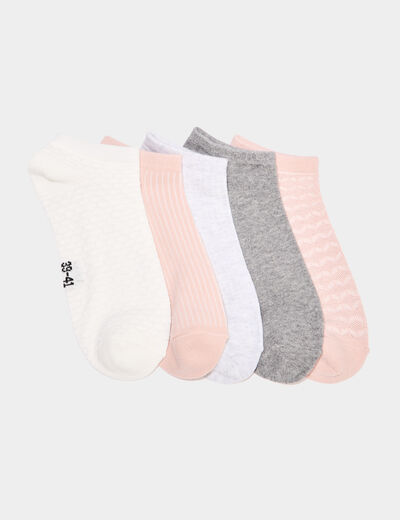 Lot 5 paires chaussettes invisibles rose femme