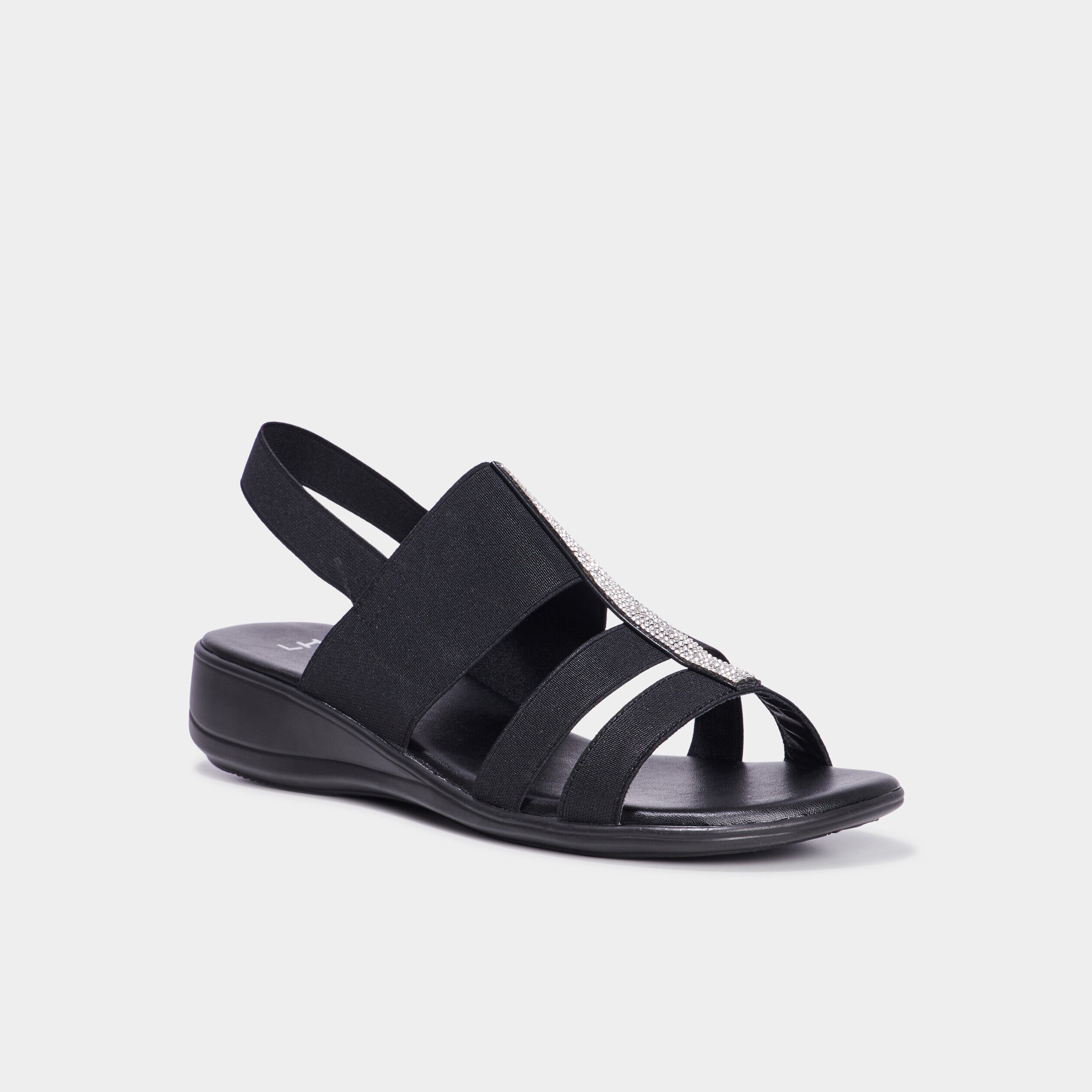 Sandales talons compensés noir femme LH