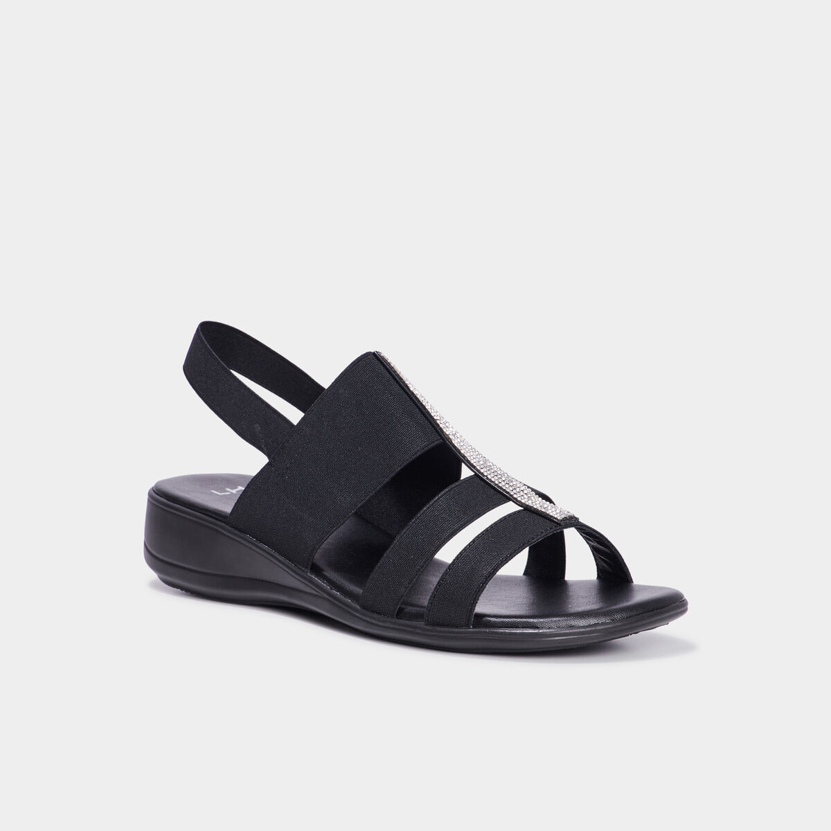 Sandales talons compens&eacute;s noir femme