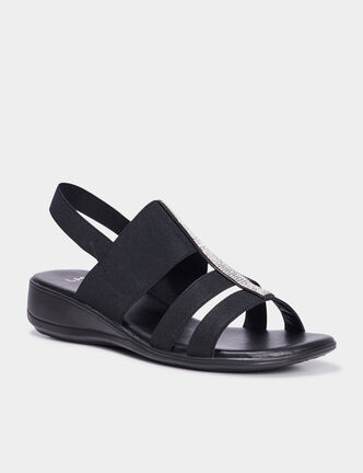 Sandales talons compensés noir femme