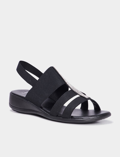 Sandales talons compensés noir femme