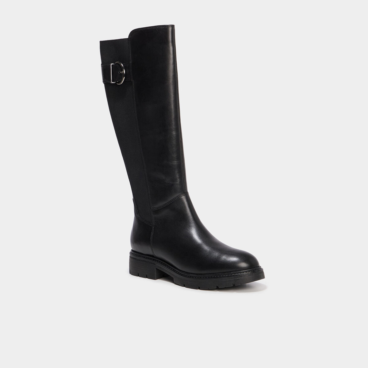 Bottes en cuir avec boucles noir femme