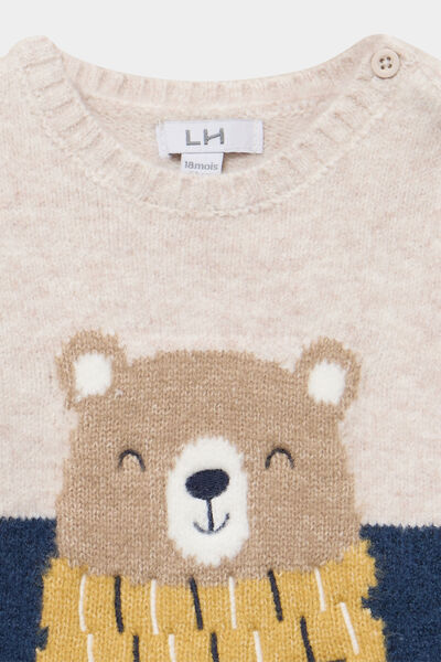 Pull col rond manches longues bleu marine b&eacute;b&eacute; gar&ccedil;on