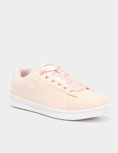 Tennis basses &agrave; lacets rubans sable femme