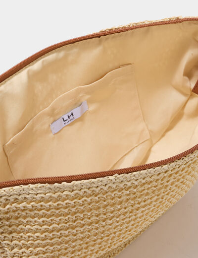 Sac banane XL effet tress&eacute; ivoire femme