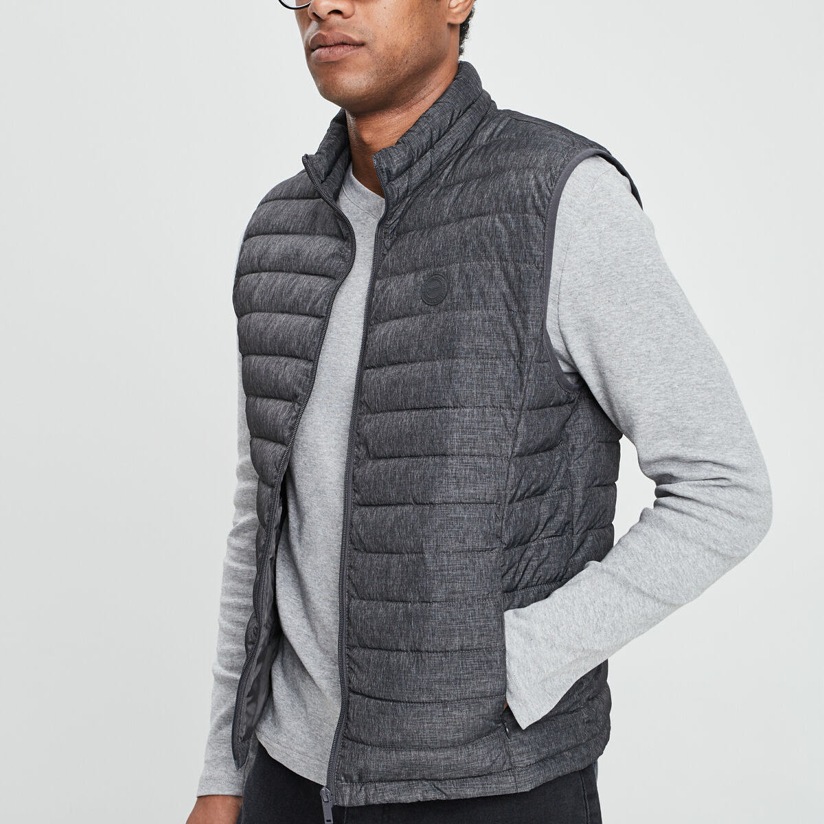 Doudoune légère droite sans manches gris homme