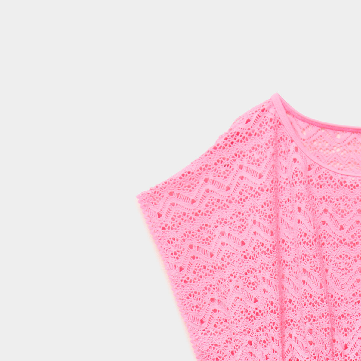 Robe de plage ajour&eacute;e rose fluo fille
