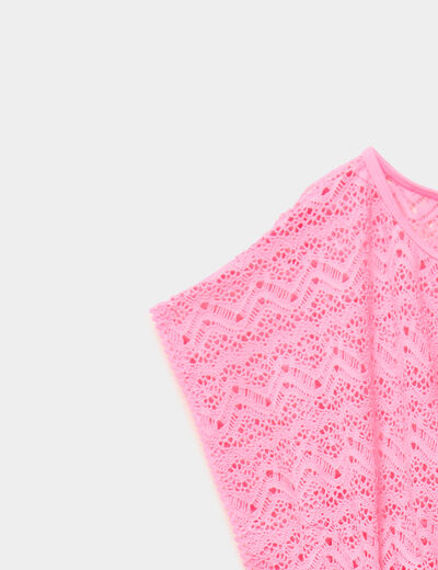 Robe de plage ajour&eacute;e rose fluo fille