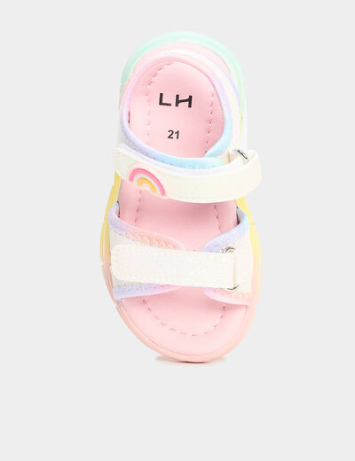 Sandales paillettes à scratchs multicolore bébé fille