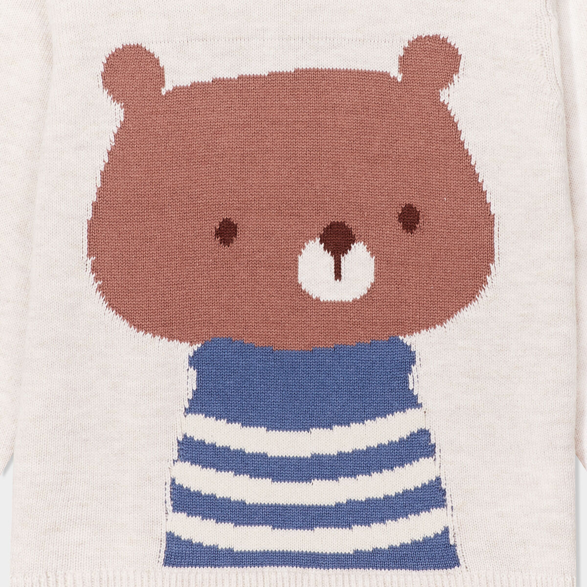 Pull col rond manches longues coton beige bébé garçon