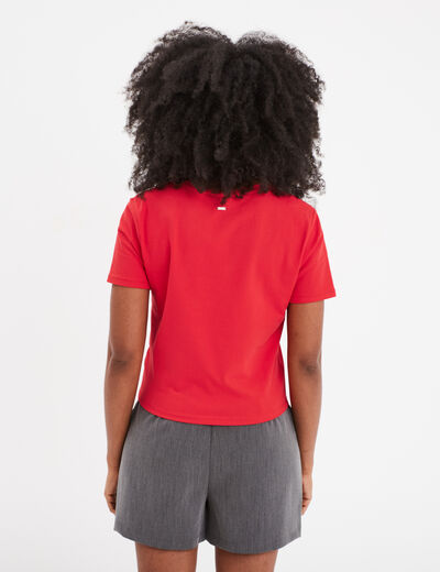 T-shirt cropped ajusté broderie Creeks rouge femme