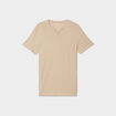 T-shirt manches courtes col tunisien beige homme