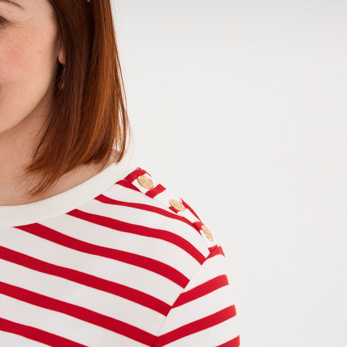 T-shirt manches courtes avec boutons ecru femme grande taille
