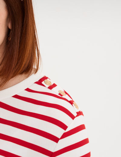 T-shirt manches courtes avec boutons ecru femme grande taille