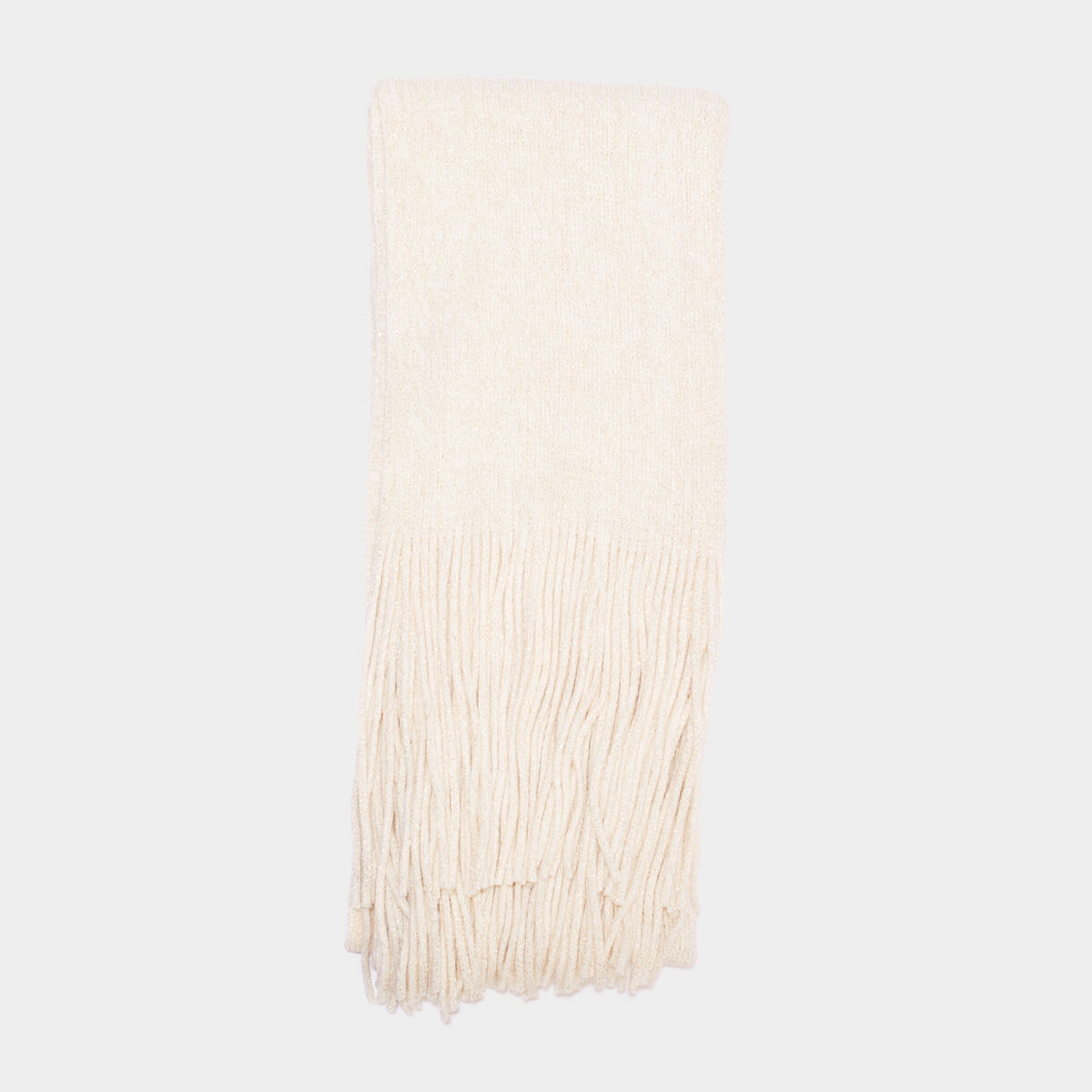 Écharpe tricotée à franges ivoire femme