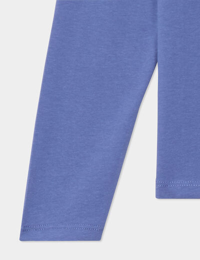 T-shirt coton manches longues à fronces bleu gris fille