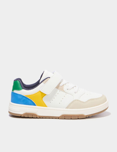 Tennis basses &agrave; scratchs bout renforc&eacute; multicolore gar&ccedil;on