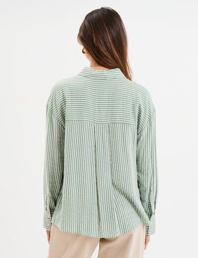 Chemise manches longues vert kaki femme